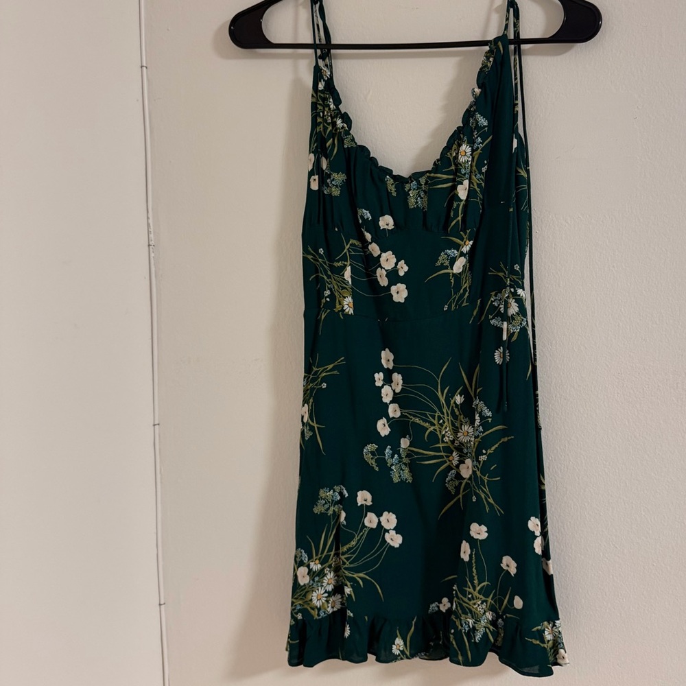 Reformation Green Floral Bisque Dress with Tie-Straps size 8 - Picture 2 of 6